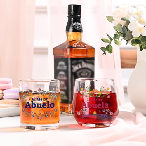 50% OFF Juego de copas para abuelos en español - Regalo perfecto
