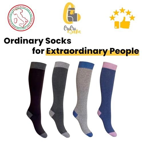 Image of Cotton Knee High Socks for Women Made in Italy, Long Socks for Women (One Size Fits All) Women Dress Socks