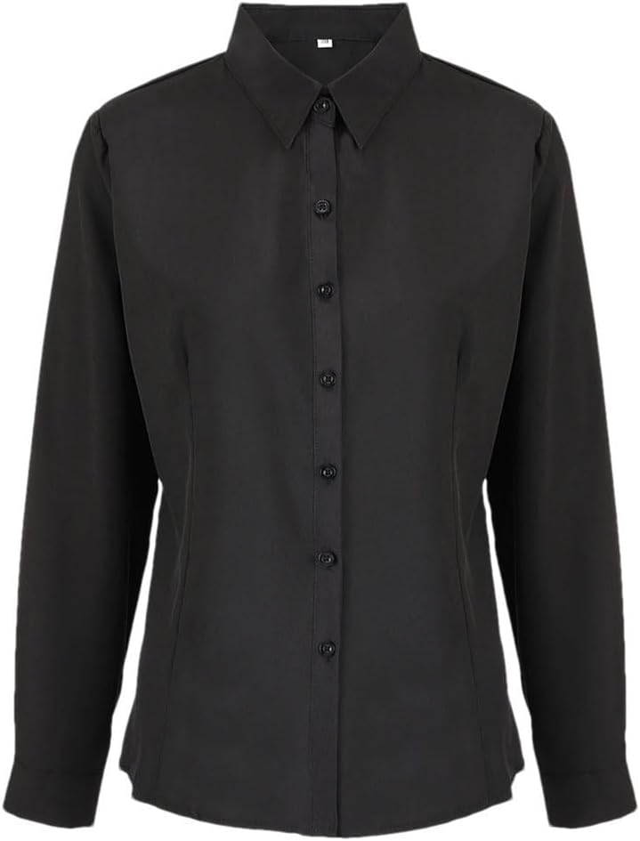 Women's Button Down Shirts Office Work Shirts Ladies Business Blouses V Neck Long Sleeve Tops