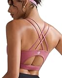 RUNNING GIRL Sports Bras for Women,Padded Red Sports Bra Tank Top Sexy Crisscross Back High Impact Longline Workout Yoga Bra(WX2354Rose Red,L)