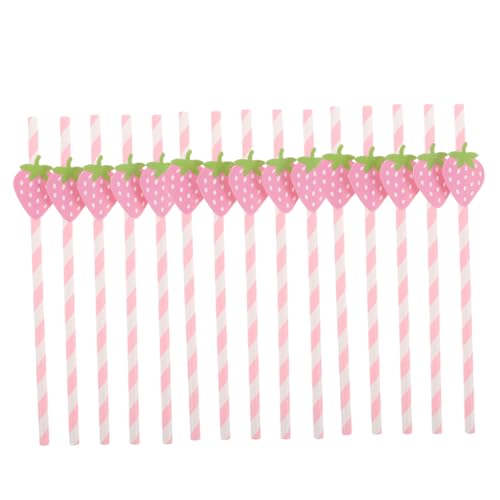 Pajillas de papel con diseño fresa 50 unidades miniatura 1