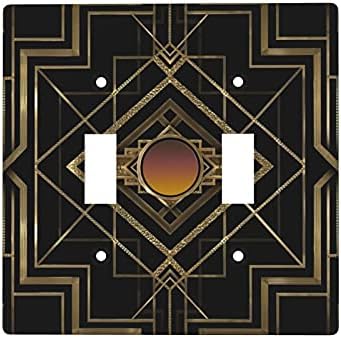 Art Deco Antique Gold Wall Plate Toggle Printing Light Switch Cover Decorative Outlet Cover Wall Plate Durable Double Light Switch Covers Wall Plate
