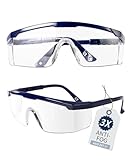 LANON Anti-Fog Safety Goggles with Adjustable Temples, 2.5 Times ANSI Z87.1 Double-sided Antifog, Side Protection, High Transmission, Lightweight & Comfortable Safety Glasses.