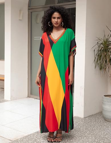 Image of NFVNKJ Women's Plus Size Beach Lounge Kaftan Maxi Dress Swimsuit Coverup for Women