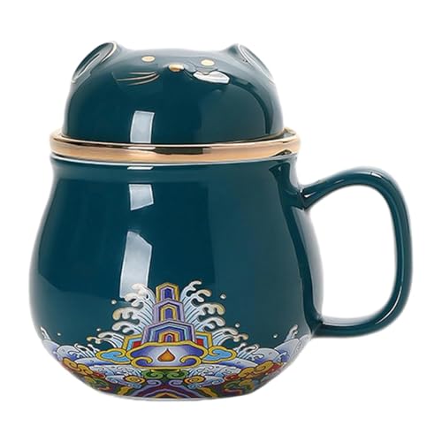 ���킢�������L�Z���~�b�N�e�B�[�J�b�v - 300ml��e�ʁA�|�[�^�u���A�N���G�C�e�B�u�E�H�[�^�[�J�b�v�A�W�t���A�ƒ��I�t�B�X�ł̎g�p�ɍœK(Zhaocai Golden Rat Green)