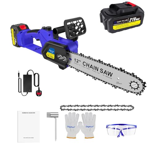 Brushless 12inch 5000W Mini Cordless Chainsaw Electric One-Hand Saw Wood Cutter with 4.0Ah Battery and Charger for Wood Cutting Tree Pruning Branches Trimming