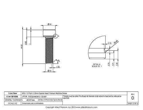 Allied Titanium 0016890, (Pack Of 4) M10-1.5 Pitch X 35Mm Socket Head Machine Screw, Grade 5 (Ti-6Al-4V) #TOP2