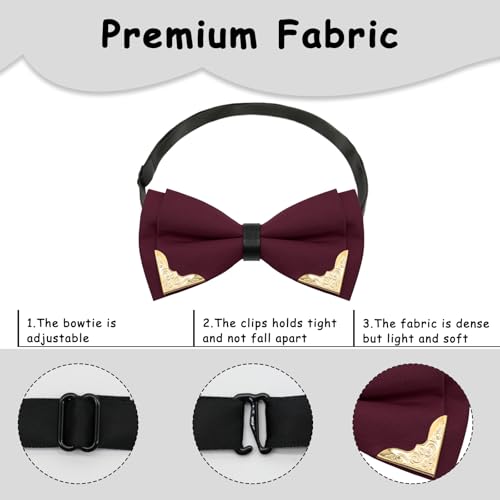 Image of Bow Ties for Men Women Metal Gold Bowtie, Pre Tied Mens Bow Tie Tuxedo Bowties Men for Prom Wedding Party