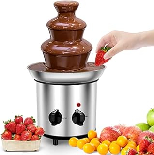Chocolate Fondue Fountain 3 Tiers Chocolate Fountain Machine Ftabernam Electric Chocolate Melting Machine Stainless Steel Fondue Heat Motor Controls Pot for Nacho Cheese, BBQ Sauce, Ranch, Liqueurs