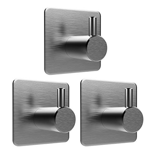Preisvergleich Produktbild YoungRich 3 Selbstklebende Aufhänger Sticky Haken Edelstahl Gebürstet Korrosionsschutzes Robust Wasserdicht Selbstklebend für Coat Handtuch in Badezimmer Küche Schlafzimmer Schrank (4,5 * 4,5 cm)