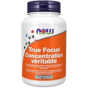 NOW Supplements, True Focus™ with Amino Acids, Ginkgo and DMAE + CoQ10 and Grape Seed Extract Capsules, 90 Count