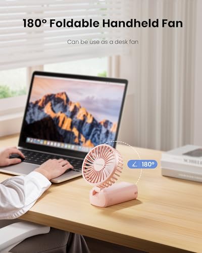 Image of Gaiatop Powerful Hand Fan, Portable Personal Fan Handheld Fan, 3 Speed Foldable Desk Fan with Digital Display, 2000mAh USB Rechargeable Fan for Indoor Outdoor