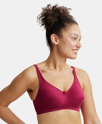 Image of Jockey ES13 Women Wirefree Non Padded Super Combed Cotton Elastane Stretch Full Coverage Plus Size Bra with Side Panel Support