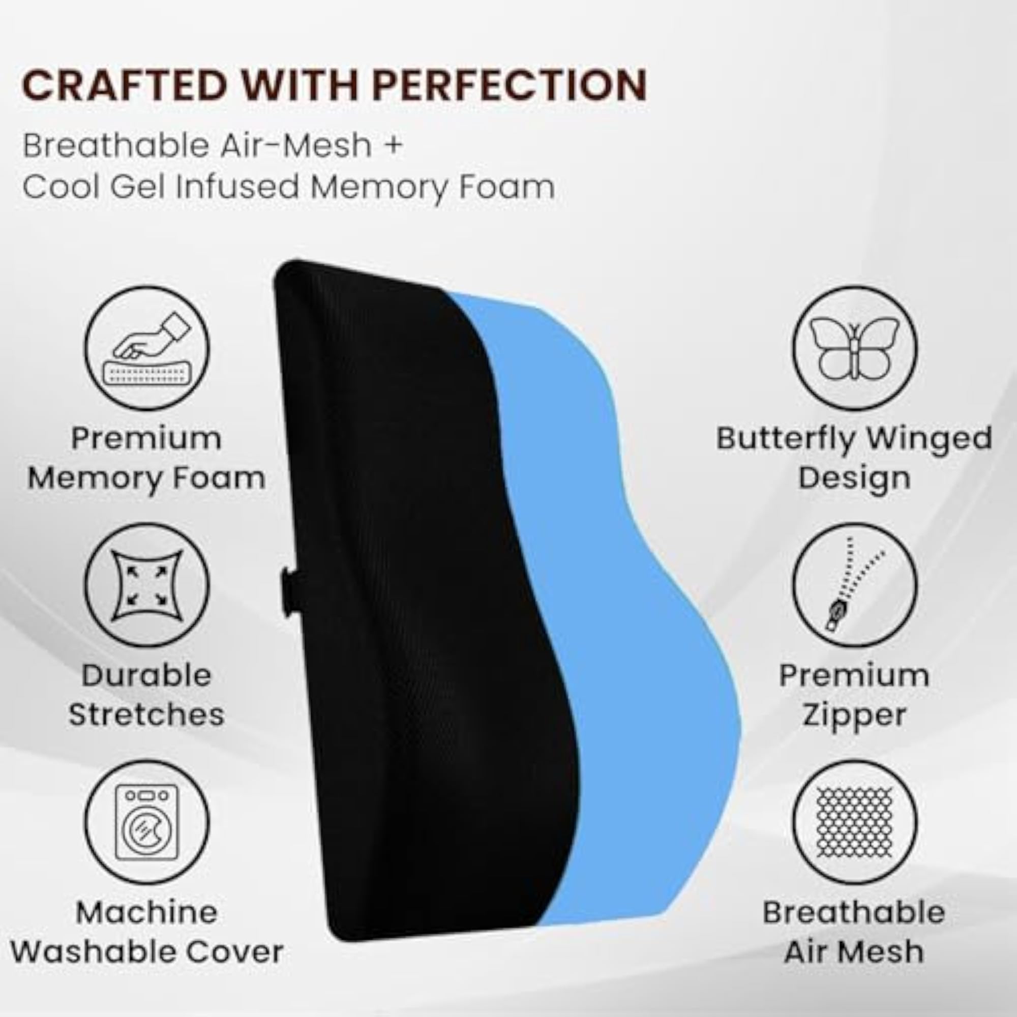 Orthopedic Lumbar Back Rest Support Pillow for Office Chair