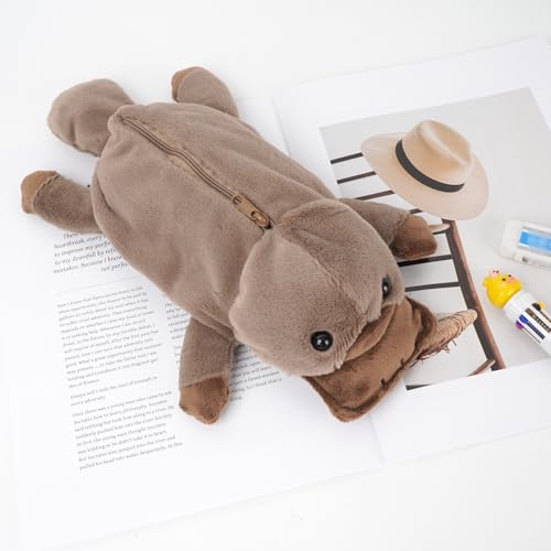 Image of Minache Women Animal Platypus Plush Stationery Pouch Pen Pencil Case Ladies Cosmetic Bag