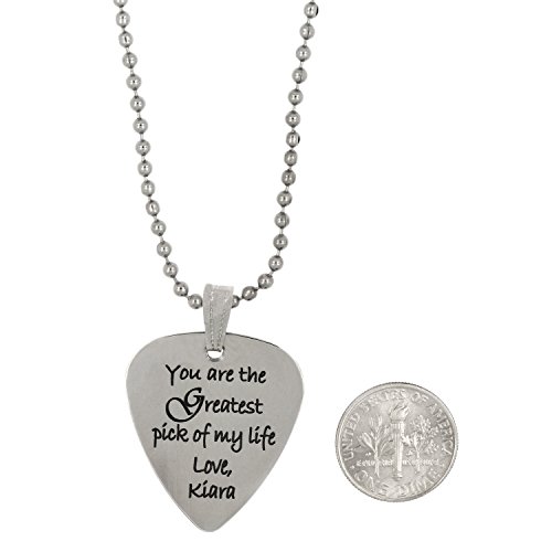 Lgu(Tm Custom Engraved Personalized Stainless Steel Guitar Pick Necklace #TOP2