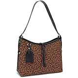 Picture of Travistar Leopard Purses for Women - Large Cheetah Print Shoulder Bag Womens Faux Suede Leather Purse Trendy Crossbody Handbags Hobo Work Tote Bags Cute Ladies Handbag Fall Satchel 2025 Black