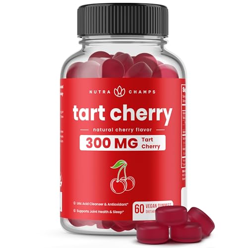 Tart Cherry Gummies with Celery Seed Potent 10:1 Tart Cherry Extract for Uric Acid Support Joint Health Muscle Recovery & Sleep Vegan Gummies 60 Count Third Party Lab Tested Vegan Non-GMO