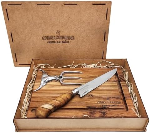 Kit Churrasco Completo – Tábua, Faca e Garfo do Churrasqueiro Ofi...