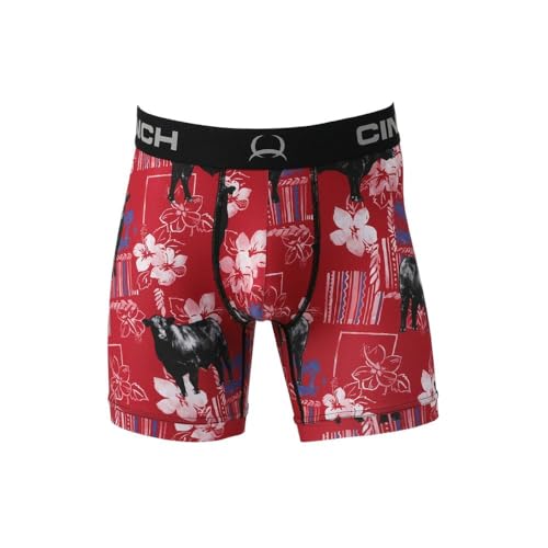 Cinch Men's 6 Inch Angus Red Boxer Brief Medium