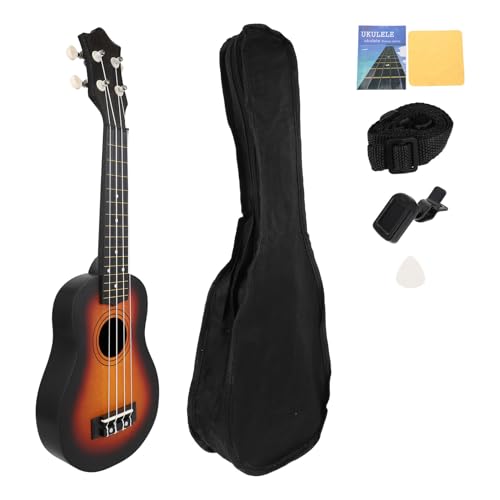 NUOLUX 初心者向けバスウッド製ウクレレ 小型弦アコースティックギター 用教育楽器 明るい太陽色 調律安定 演奏練習に