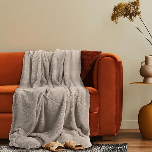Paco Home Deko Wohnzimmer Decke Kuscheldecke Tagesdecke Waschbar Sofadecke Schlafzimmer Rautenmuster Einfarbig Flauschig, Farbe:Creme, Größe:200x240cm