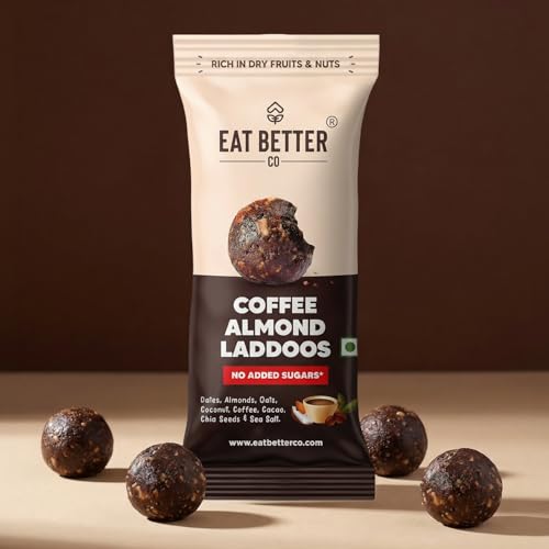 Image of Coffee & Almond - Sugar-Free Laddoos | High Protein & Instant Energy | 95% Dry-Fruits - Healthy Chocolate - No Added Sugar | Healthy Snacks | Energy-Bar Replacement (Pack of 4-40gm)