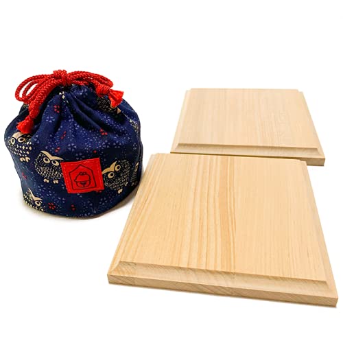 NEW 将棋駒台 新桂折将棋盤用 駒台と鈴花堂オリジナル駒袋 (フクロウ柄)