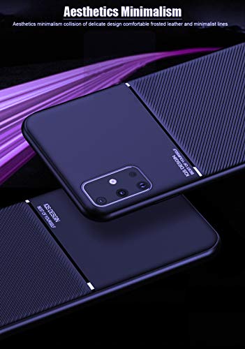 Image of MOBITUSSION Carbon Pattern Shockproof PU Fabric Semi Flexible Back Case Compatible with Samsung M31s (Blue)