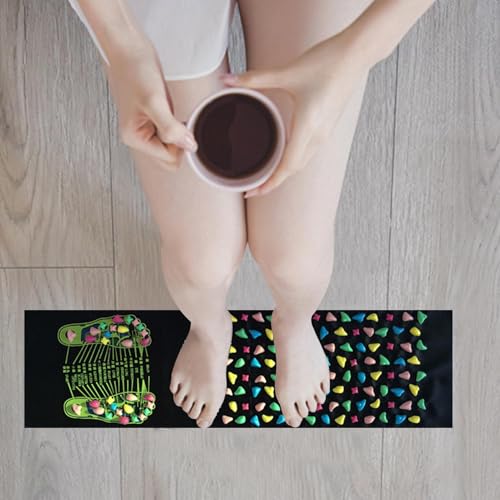 Voetmassagemat, reflexologiemat, voetmassage, acupuntmat, wellness stenen wegmat, drukpunt, voetmat, antislip, opvouwbaar, reflexologie en ontspanningsgereedschap voor lang zitten ouderen - Afbeelding 4