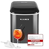 KLAMER Eisw&uuml;rfelmaschine (2024), 10 Eisw&uuml;rfel in 7-9 Minuten, 15 kg Eisw&uuml;rfel pro Tag, 2 Eisw&uuml;rfelgr&ouml;&szlig;en, 2,1 L Wassertank, 120 W Ice Maker mit Timer, Leiser Eisw&uuml;rfelbereiter mit Eisschaufel