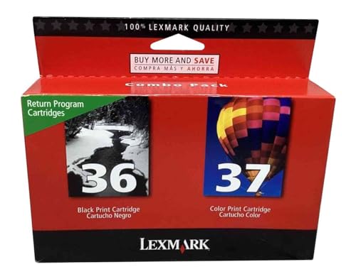 Lexmark 18C2229 36 37 X3650 X4650 X5650 X6650 X6675 Z2420 Ink Cartridge Set (Black & Color, 2-Pack) in Retail Packaging