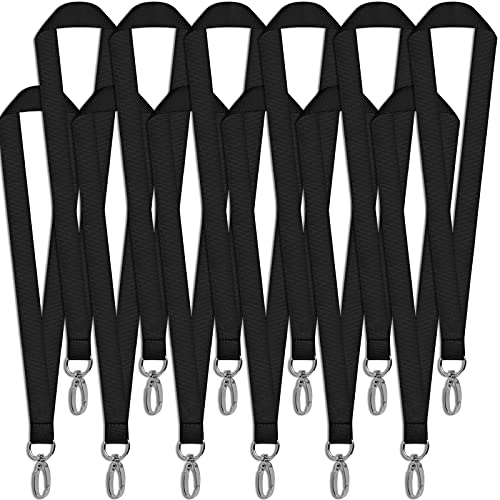Correa para Cuello Llaves Negro, 12 Piezas Cordón Correa de Cuello, Oficina Neck Strap Lanyard Cuello de Acollador Cordones con Ganchos Giratorios, Cordón de Oficina Cordones de Insignia
