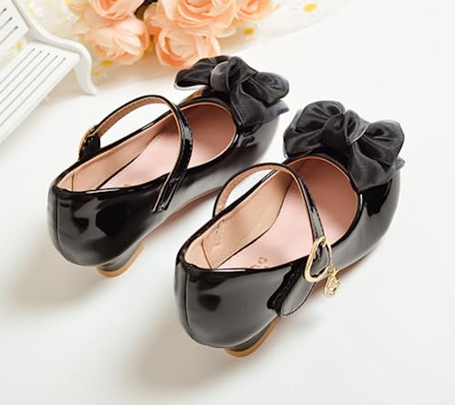 Girls Leatherette Low Heel Dress Shoes Princess Mary Jane Flats Flower Wedding Party Bridesmaid Pumps4
