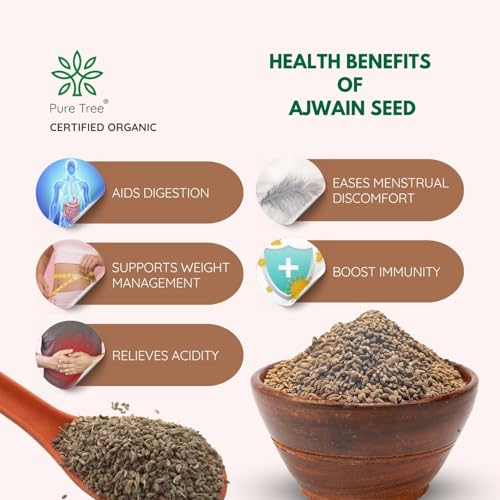 Image of Pure Tree Certified Organic Carom Seeds | 350 g | Ajwain Seeds | Omam | Vamu | Ajowan | Ayamodakam Seeds Rich In Antioxidants