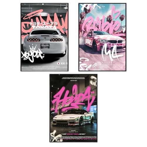 Image of Aniculture JDM Car Poster Bundle - Supra, BMW & Honda NSX A3 HD Wall Art, Vibrant Colors, 300 GSM Thick Cardstock | Modern Room, Bedroom & Office Decor