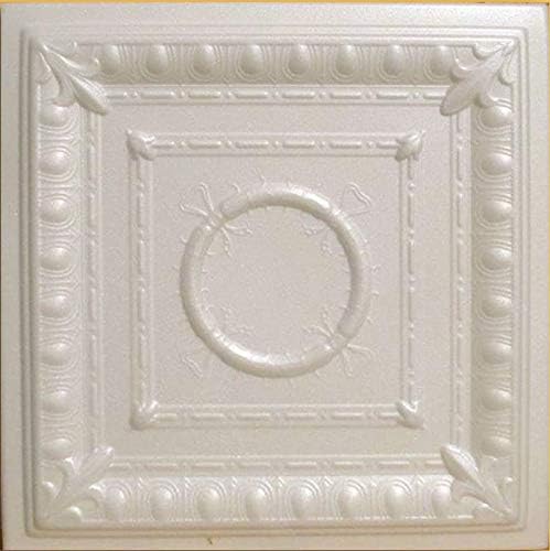 Ancona Antique White (Prepainted Foam) Ceiling Tile - 40pc Box - Decorative Ceiling Tile Easy Glue up DIY