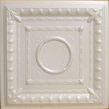 Ancona Antique White Prepainted Foam Ceiling Tile - 40pc Box - Decorative Ceiling Tile Easy Glue up DIY