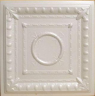Ancona Antique White (Prepainted Foam) Ceiling Tile - Decorative Ceiling Tile Easy Glue up DIY