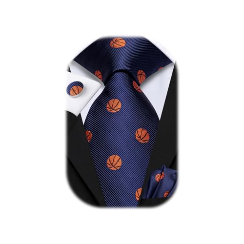 Image of Hi-Tie Men's Tie Sets Silk Paisley Striped Necktie Pocket Square Cuff-links Sets Wedding Business Holiday