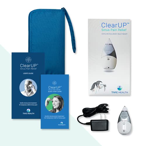 ClearUP Tivic Health w/Travel Bag - Sinus Headache + Decongestant Treatment - Temporary Relief of Sinus Pain & Congestion from Allergy Cold & Flu - Drug & Chemical Free FDA Device, FSA HSA Eligible