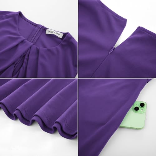 Image of GRACE KARIN Women 2026 Work Dress Sleeveless Tie Waist Elegant Party Cocktail A Line Flowy Midi Dresses with Pockets