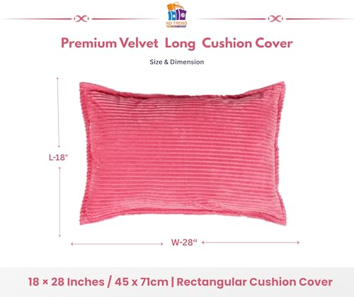 Image of RD TREND Corduroy Cushion Cover Set of 2, Striped Double Sided Decorative Throw Pillowcases for Sofa, Bed & Living Room Rectangular Long Cushion Covers 18x28 inches | Salmon