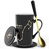 Fullcci 15oz Birthday Gift Creative Constellation Coffee Mug Set Tea Cup (Scorpio Black(10.24-11.22))