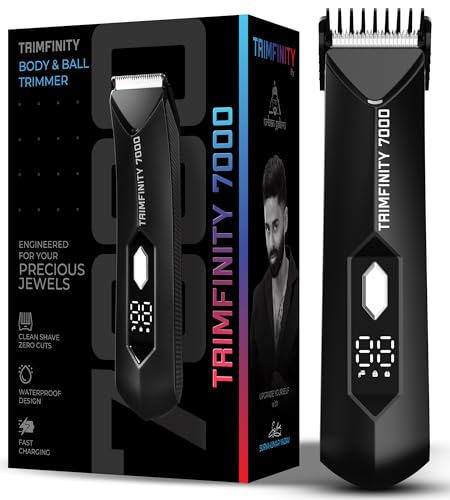 Trimfinity 7000 Body Trimmer for Men- Safest Body & Private Part Trimmer - Pubic Hair Groomer, Underarm - Waterproof, Ceramic Blades, Rechargeable with Wireless Fast Charging,Black