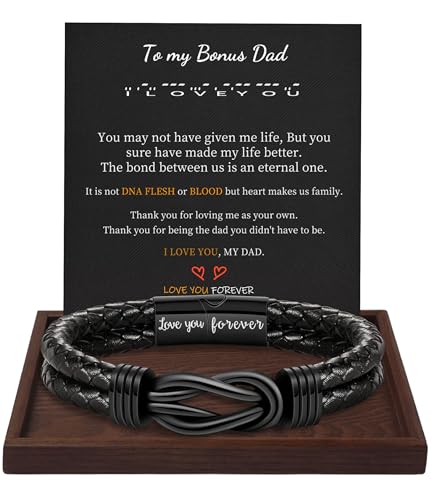 Gifts for Men Leather Bracelet Brown Braided Forever I Love You Gifts for Him Infinity Cuff Bracelets Birthday Gifts for Boyfriend Son Grandson Husband Dad Mens Fathers Day Gift