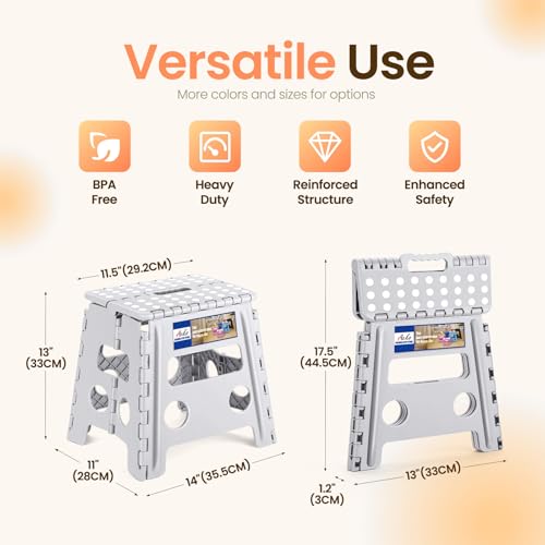 image for ACKO Folding Step Stool Foldable Stool 13 inch Plastic Stools for Kids