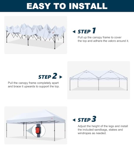 Image of MASTERCANOPY 10x20 Durable Pop Up Canopy Tent with Roller Bag, White