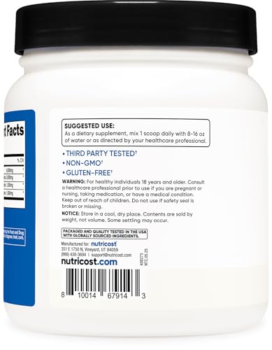 Nutricost BCAA Powder 2:1:1 (90 Servings, No Flavor Added) - Branched Chain Amino Acids - Thumbnail 4