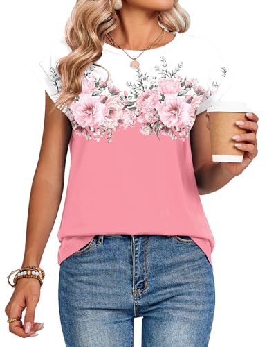 Image of Zeagoo Womens Tops Summer Casual Cap Sleeve Tshirts Shirts Business Dressy Spring Fashion Outfits Trendy Clothes